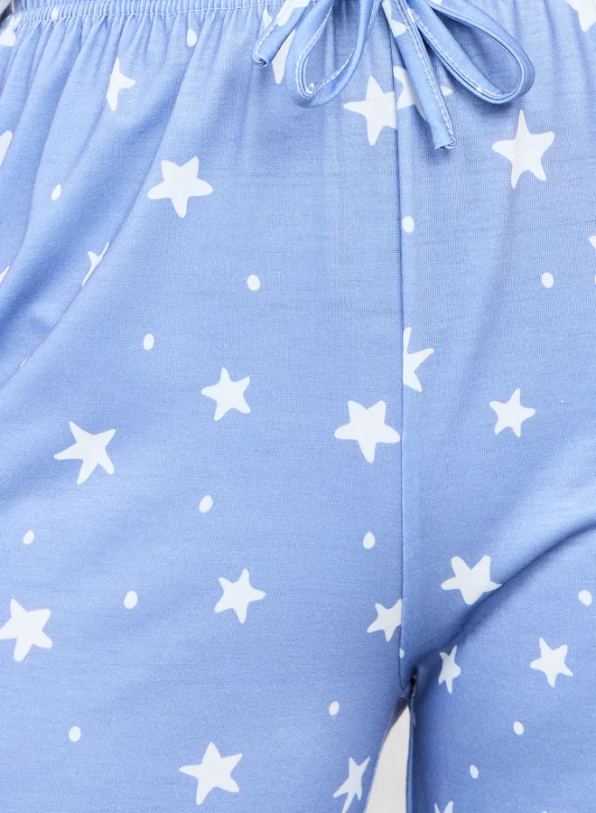 Styli Styli Ditsy Star Print Pocket T-Shirt and Pyjama Set
