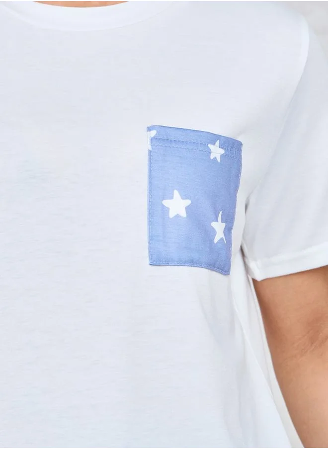 Styli Ditsy Star Print Pocket T-Shirt & Pyjama Set