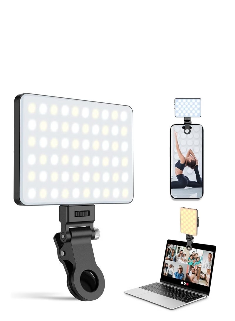 التخطيط إضاءة سيلفي احترافية للهاتف والفيديو - مصباح LED محمول بمشبك (90 لمبة LED) | بطارية 2000 مللي أمبير | درجة حرارة ألوان قابلة للتعديل (2700K-6500K) وسطوع متعدد | مثالي للتصوير الفوتوغرافي، الآيفون، الآيباد، اللاب توب، تيك توك، المكياج، البث المباشر والفلوجات. - Image 1
