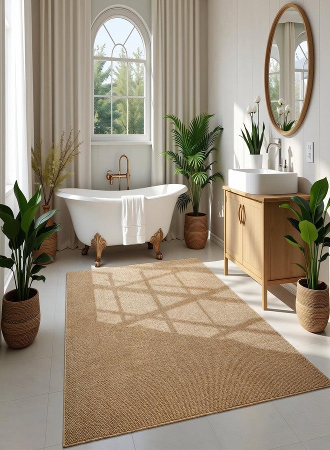 Softlife Rugs for Entryway 2x3 ft Door Mat Faux Jute Rug Dirt Trapper Small Bathroom Rug Washable Kitchen Mat Modern Farmhouse Carpet for Front Porch Bathroom Kitchen Bedroom, Brown - Image 4