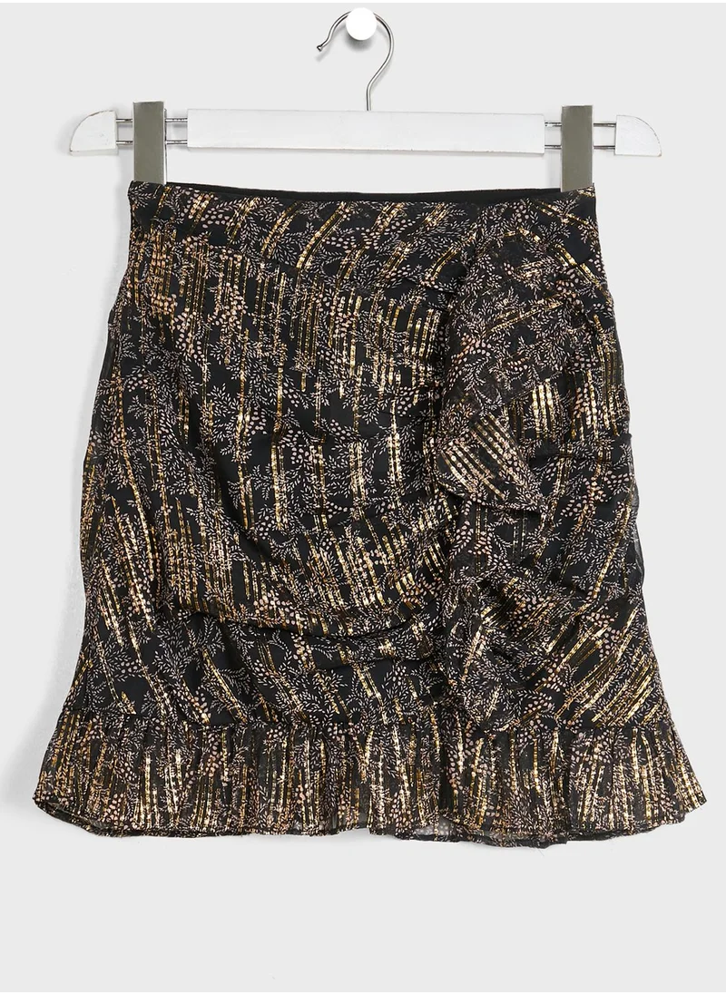 MANGO Kids Ruffle Hem Printed Skirt