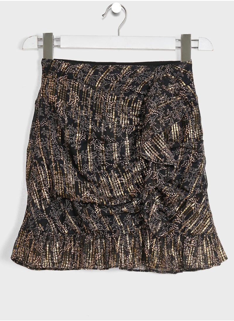 MANGO - Kids Ruffle Hem Printed Skirt - Image 1