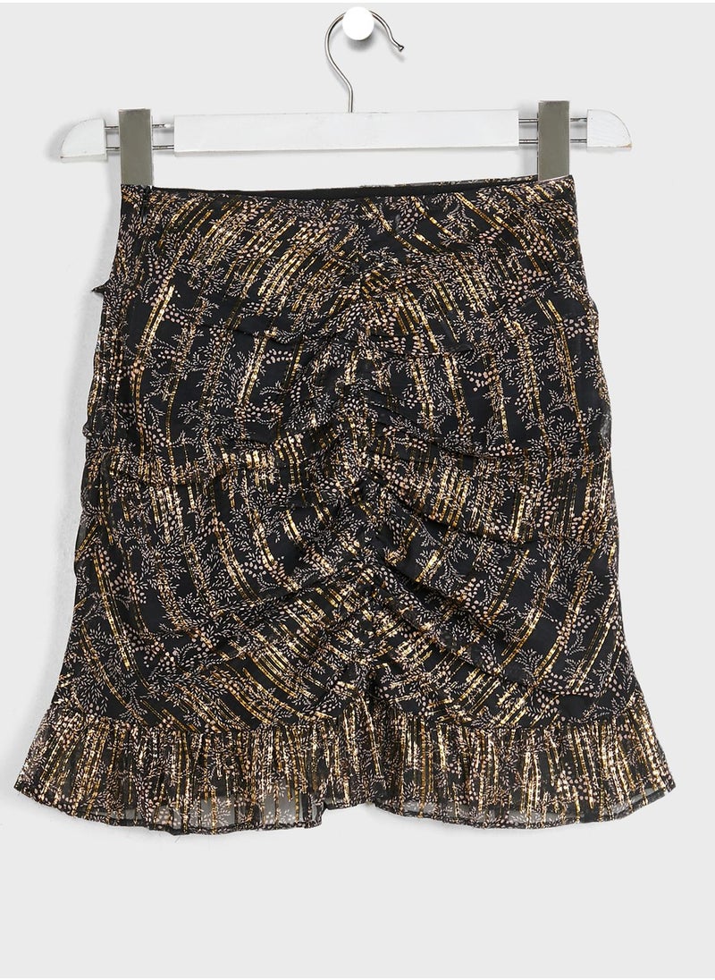 MANGO - Kids Ruffle Hem Printed Skirt - Image 1