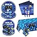 PIXHOTUL 81 Pcs Video Game Party Supplies 8th Birthday Video Game Party Decor Dinner Plates Napkins Video Game Tablecloth Forks Gaming Party Pack for Kid Boy 8th Birthday Party Serves 20 8th - Image 2