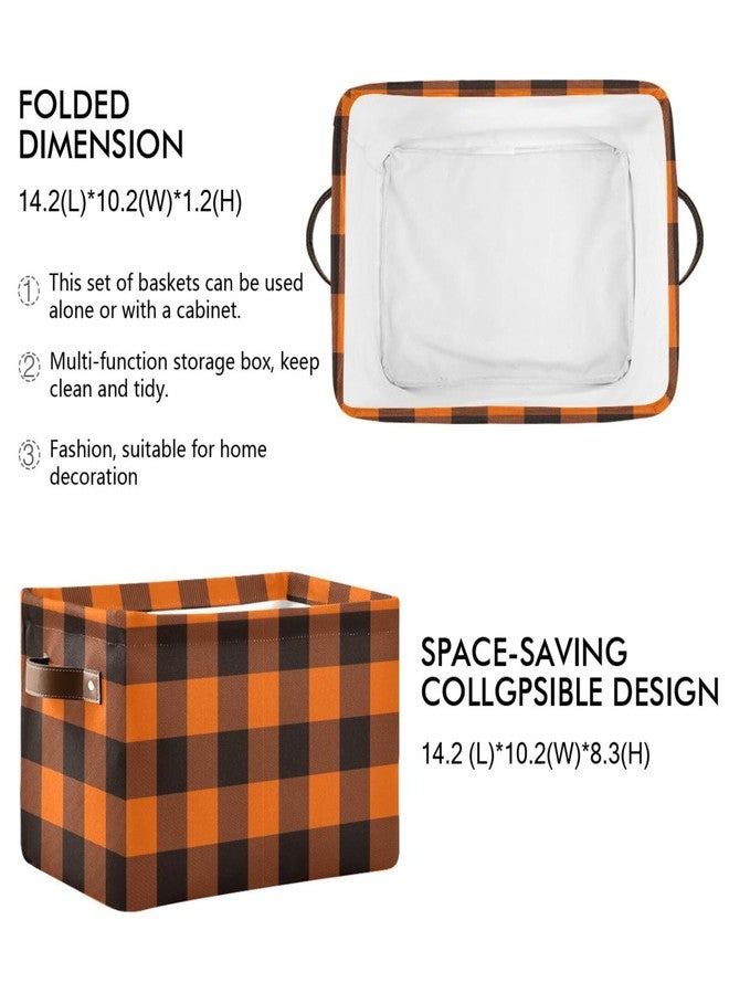 Aslsiy Storage Basket Orange Black Plaid Nursery Bins Baby Box Canvas Clothes Shelf Basket Laundry Hamper Gift Basket for Home Closet 1 Pcs - Image 2