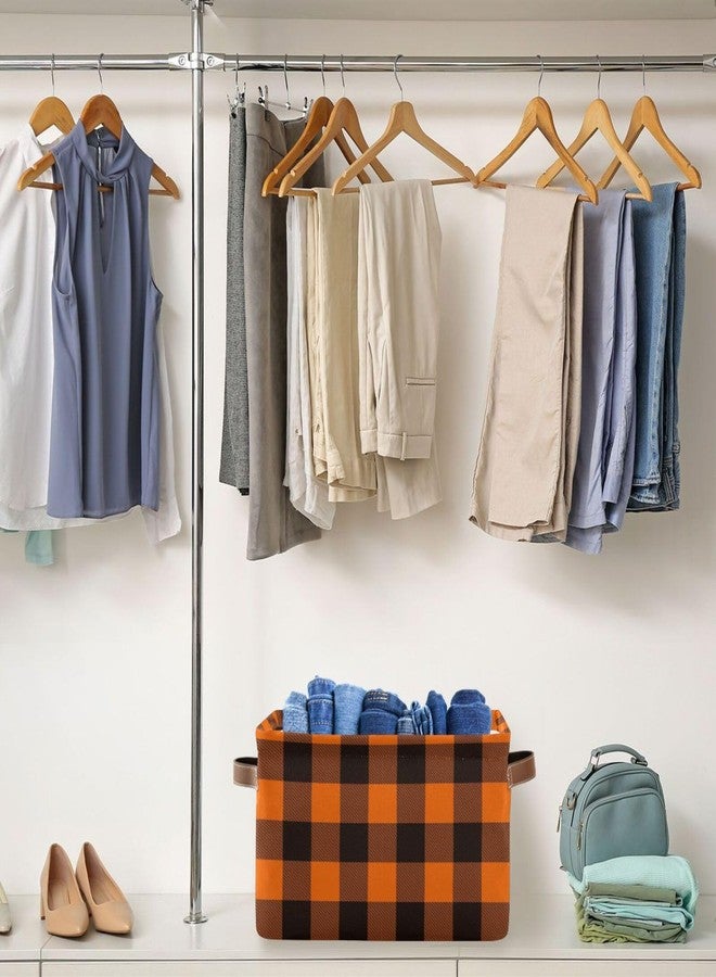 Aslsiy Storage Basket Orange Black Plaid Nursery Bins Baby Box Canvas Clothes Shelf Basket Laundry Hamper Gift Basket for Home Closet 1 Pcs - Image 4