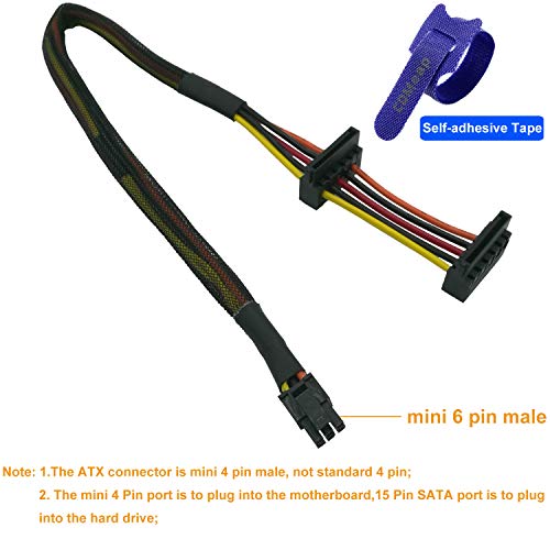 COMeap SATA Power Cable for Dell Inspiron 3653 3650 Series, Right-Angle SATA 15 Pin x2 to Mini 6 Pin ATX Adapter Compatible Part No. GP2JM 14.5-inch(37cm) - Image 4