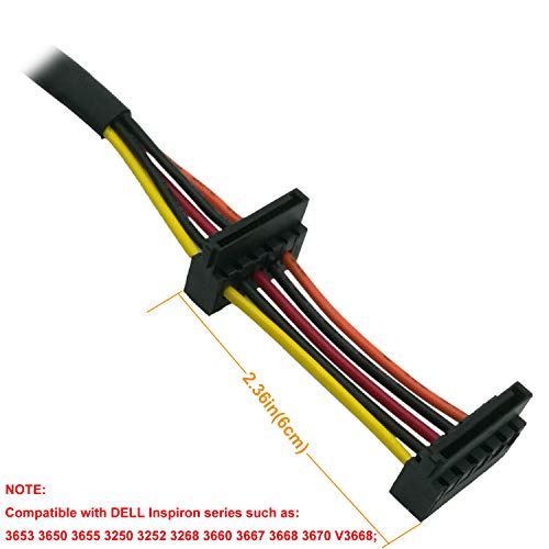 COMeap SATA Power Cable for Dell Inspiron 3653 3650 Series, Right-Angle SATA 15 Pin x2 to Mini 6 Pin ATX Adapter Compatible Part No. GP2JM 14.5-inch(37cm) - Image 3