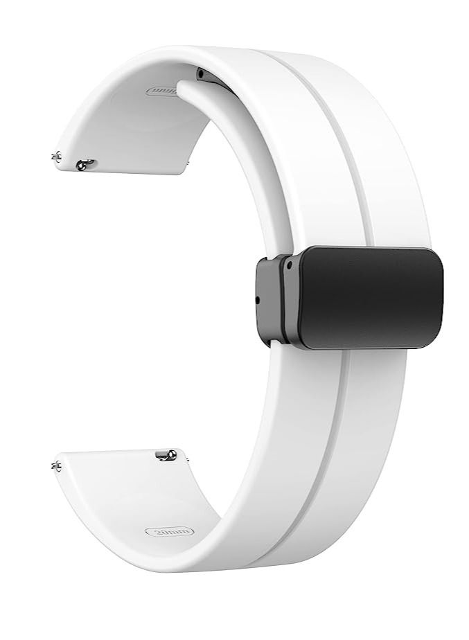 22mm Silicone Strap With Magnetic Folding Buckle For Xiaomi Watch S1/S1 Active/Mi Watch -White - Image 1