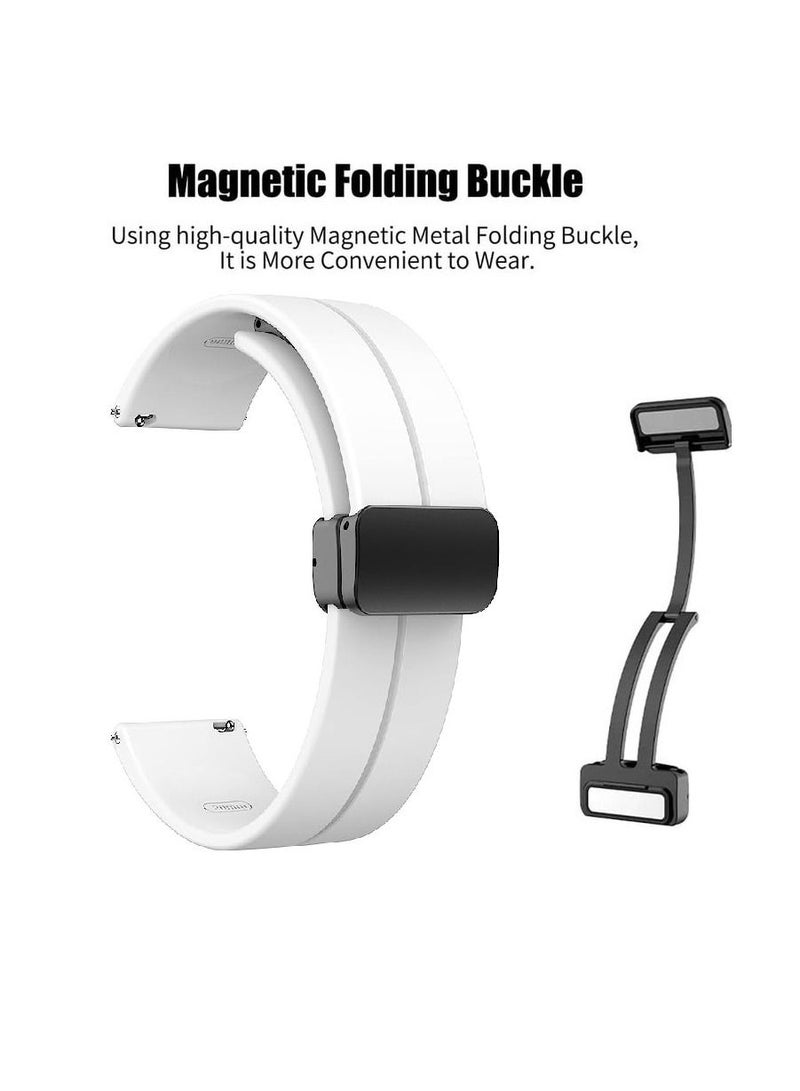 22mm Silicone Strap With Magnetic Folding Buckle For Xiaomi Watch S1/S1 Active/Mi Watch -White - Image 2