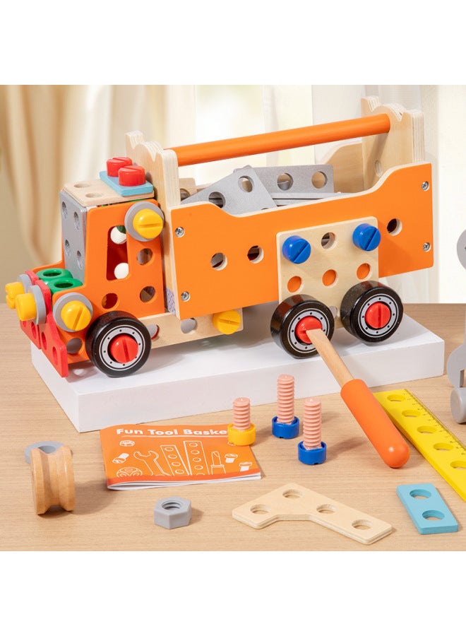 Wooden Play House Tool Nut Assembled Truck Simulation Screw Nail Repair Kit Hands-on Brain Baby Toys-Specifications:CK Beech Fire Truck - Image 3