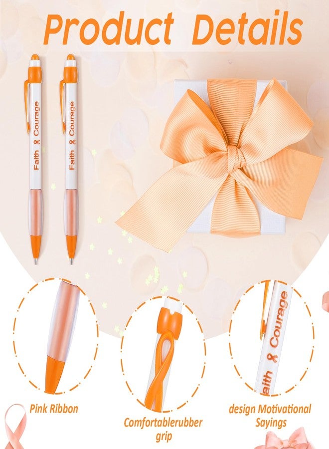 Qilery 120 Pcs Leukemia Awareness Items Gifts Set - Orange Ribbon Lapel Pins, Kidney Cancer Multiple Sclerosis Awareness Bracelets, Hope Strength Retractable Pens, Organza Bag Bulk for Event Charity - Image 4