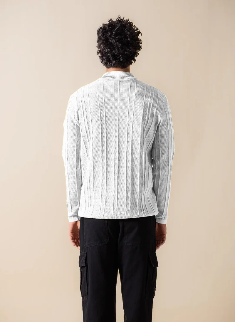 SHAPES TEXTURED QUARTER-ZIP JUMPER
