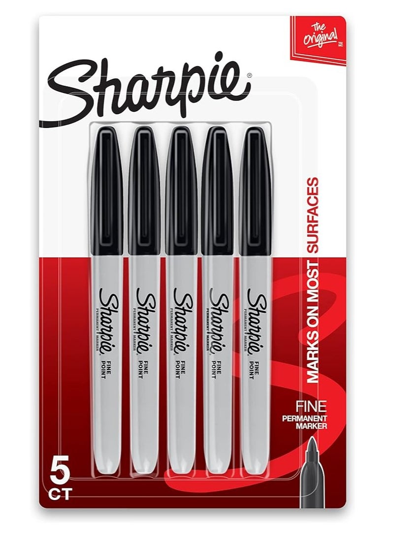 Sharpie 5-Piece Fine Tip Permanent Markers Set Black - Image 1