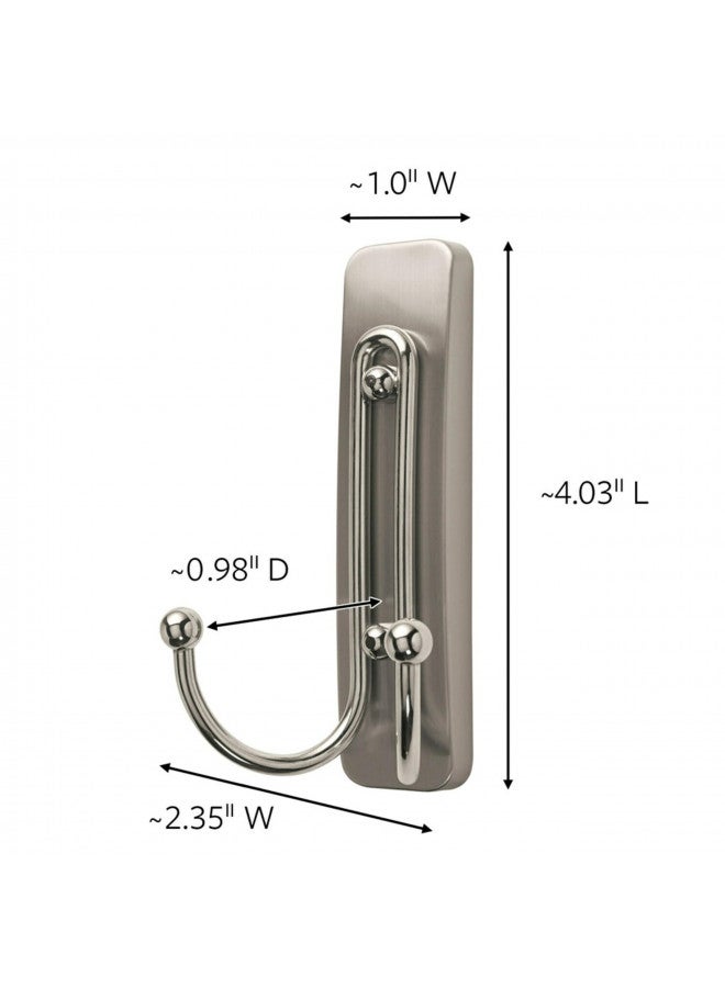Command Large Wall Hooks, Damage Free Hanging Wall Hooks with Adhesive Strips, No Tools Double Wall Hooks for Hanging Decorations in Living Spaces, 2 Brushed Nickel Plastic Hooks and 2 Command Strips - Image 2