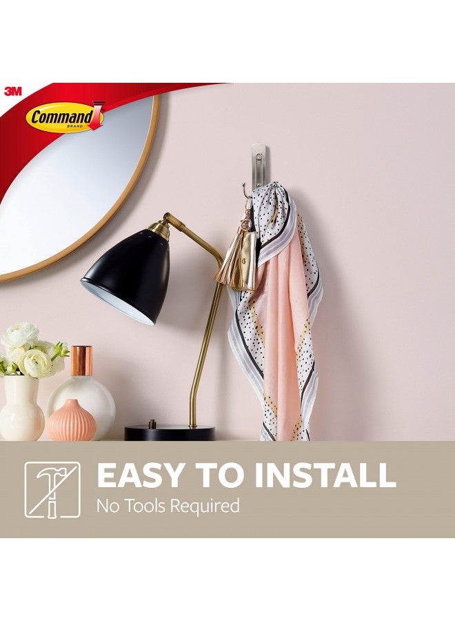 Command Large Wall Hooks, Damage Free Hanging Wall Hooks with Adhesive Strips, No Tools Double Wall Hooks for Hanging Decorations in Living Spaces, 2 Brushed Nickel Plastic Hooks and 2 Command Strips - Image 4