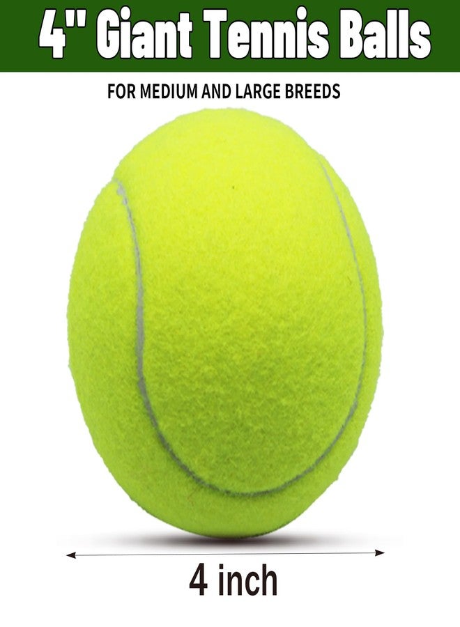 Magicorange ألعاب كرة التنس للكلاب من ماجيك أورانج، عبوة من 4 كرات تنس عملاقة بحجم 4 بوصات، كرة تنس كبيرة الحجم للكلاب، لعبة مضغ كبيرة للحيوانات الأليفة للرياضات الخارجية/الداخلية (متعددة الألوان، عبوة من 4 قطع) - Image 2