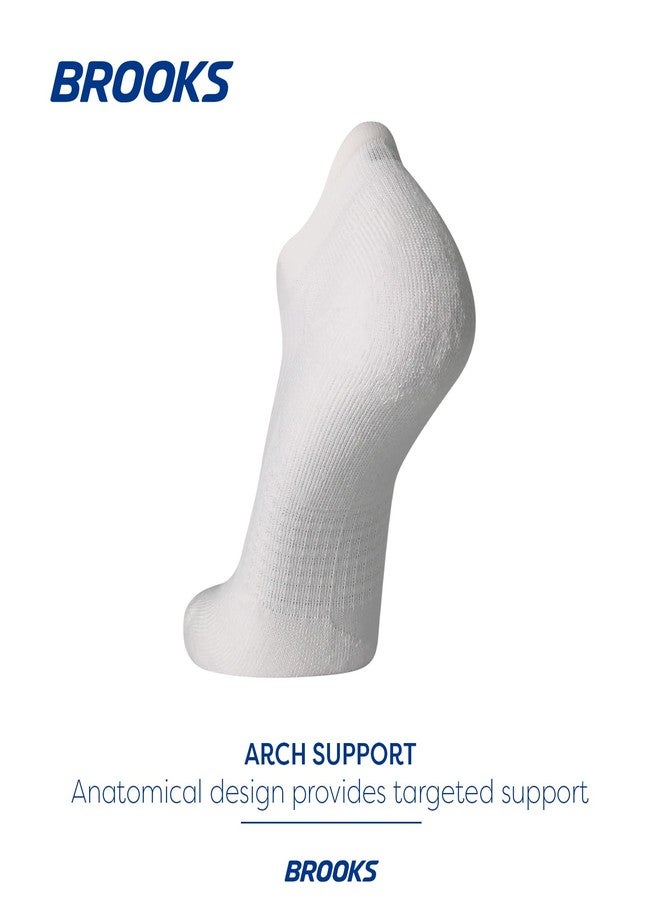 Brooks Ghost No Show Socks I Performance Running Low Profile Socks with Arch Support for Men & Women - White - Large - Image 3