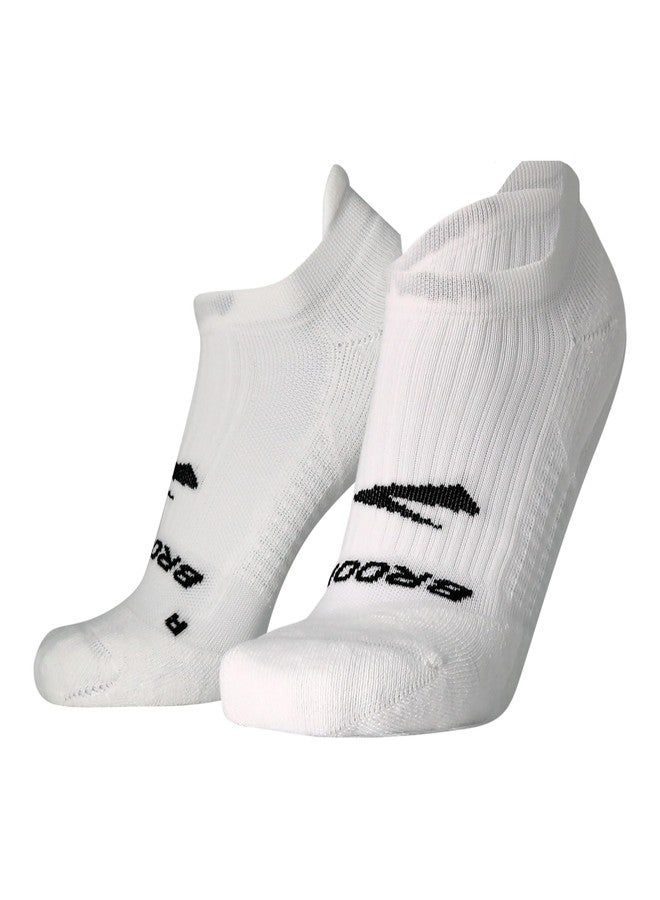 Brooks Ghost No Show Socks I Performance Running Low Profile Socks with Arch Support for Men & Women - White - Large - Image 1