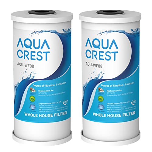 AquaCrest فلتر مياه كامل المنزل AQUA CREST FXHTC 5 ميكرون 10" × 4.5" بديل لـ GE® FXHTC، GXWH40L، American Plumber W10-PR، W10-BC، Culligan® RFC-BBSA، GXWH35F، W50PEHD، Pentek R50-BB، عبوة من 2 - Image 1