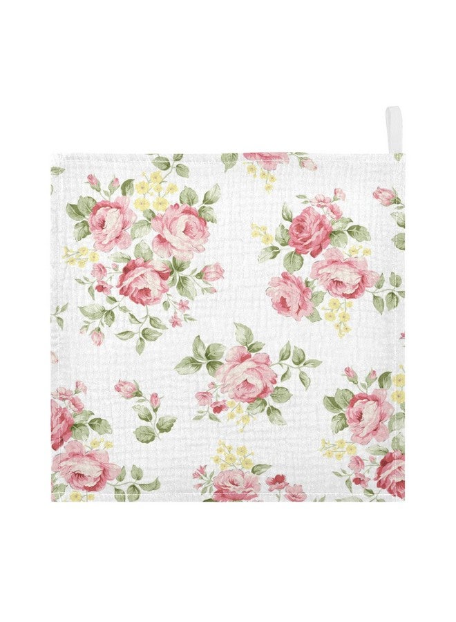 Bolaz Baby Gauze Towels for Kids Soft Handkerchief Newborn 100% Cotton Pink Rose Flower Floral White Absorbent 12x12 Inch 3 Pack - Image 2