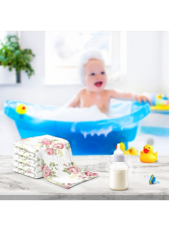 Bolaz Baby Gauze Towels for Kids Soft Handkerchief Newborn 100% Cotton Pink Rose Flower Floral White Absorbent 12x12 Inch 3 Pack - Image 4