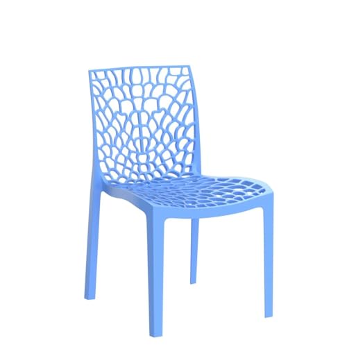 Binani Web Dining/Cafeteria/Designer Armless Heavy Duty Plastic Chair for Home,Office and Garden (Set of 4, Soft Blue) - Image 4