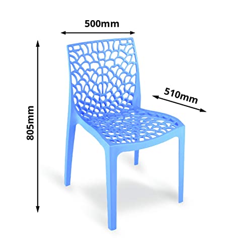 Binani Web Dining/Cafeteria/Designer Armless Heavy Duty Plastic Chair for Home,Office and Garden (Set of 4, Soft Blue) - Image 3