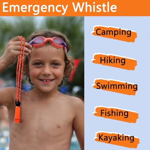 Amzonly Emergency Whistle, 120db+ Safety Whistle Survival Shrill Loud for Camping Hiking Hunting Boating Fishing Life Vest Jacket Rescue Signaling Kids Lifeguard 9 Pack - Image 3