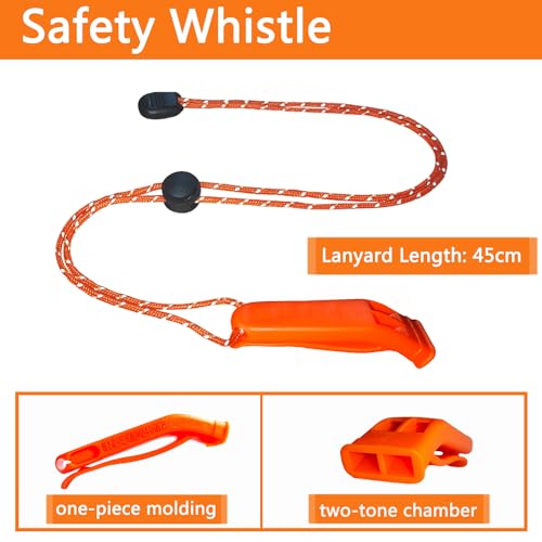 Amzonly Emergency Whistle, 120db+ Safety Whistle Survival Shrill Loud for Camping Hiking Hunting Boating Fishing Life Vest Jacket Rescue Signaling Kids Lifeguard 9 Pack - Image 2