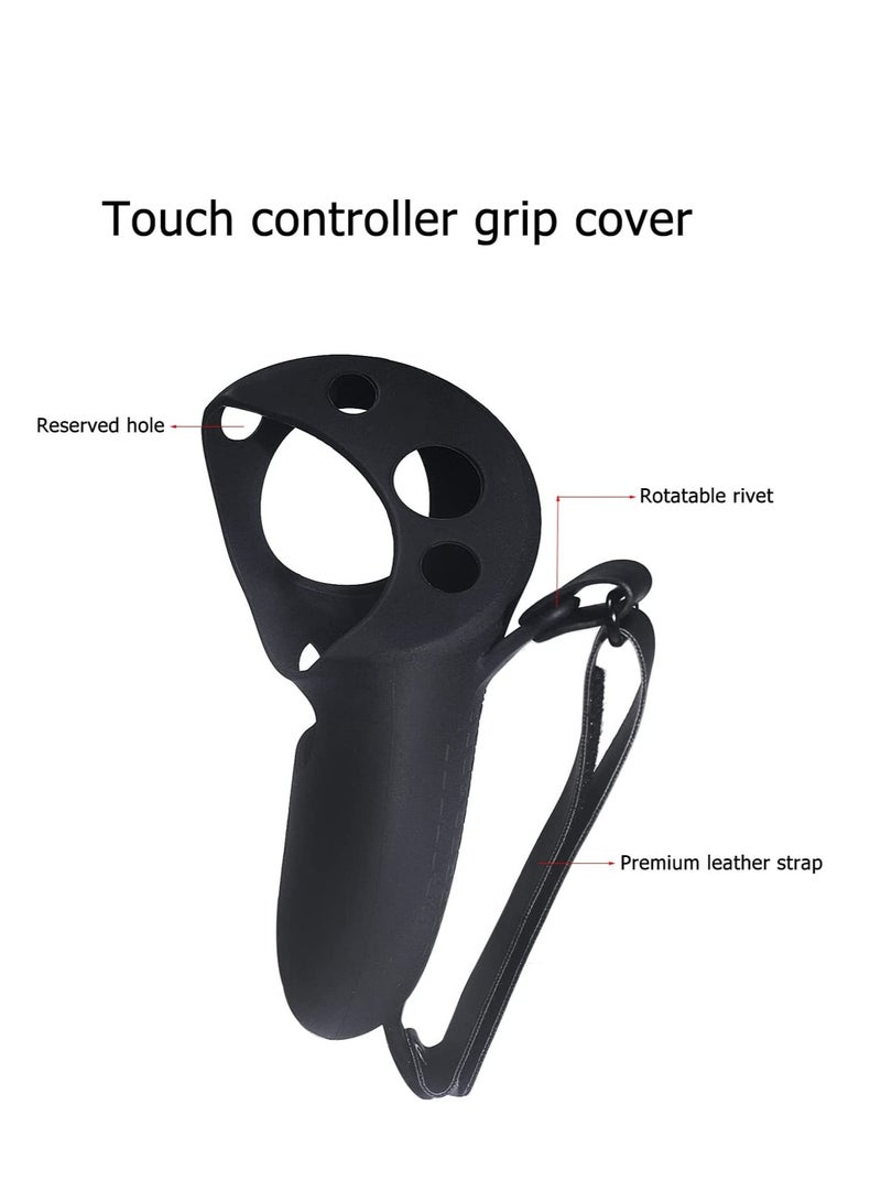 Controller Grips Protector Compatible with Meta Quest Pro Touch Game Controller Protector Cover Precise Hole Position Soft Silicone Grips Accessories with Knuckle Straps (Black) - Image 2