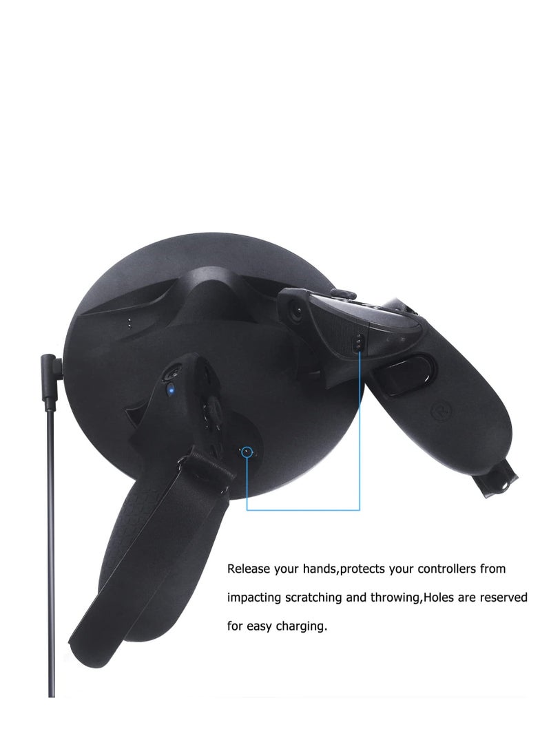 Controller Grips Protector Compatible with Meta Quest Pro Touch Game Controller Protector Cover Precise Hole Position Soft Silicone Grips Accessories with Knuckle Straps (Black) - Image 5