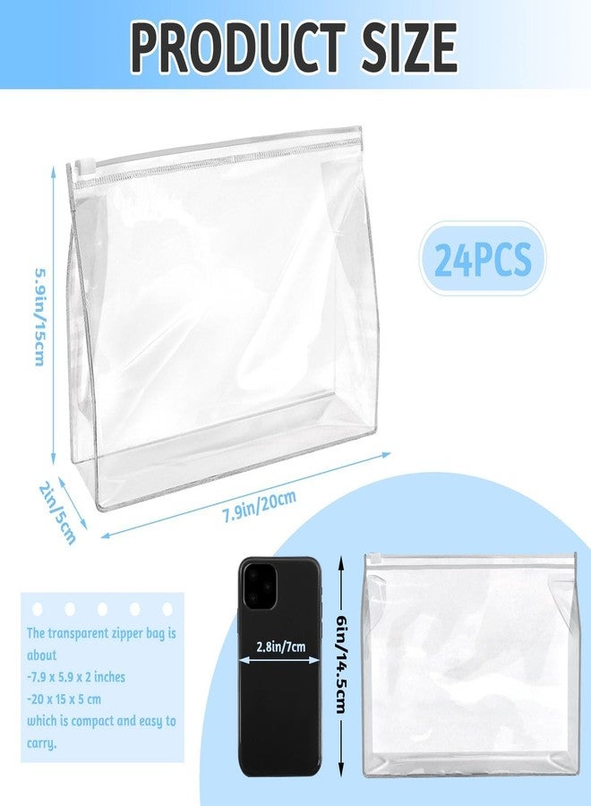 BadenBach 24 Mini Makeup Bags, Clear Organizer Pouches, Plastic Cosmetic Organizer with Zipper for Travel, Toiletry, Vacation, Swimsuit, clear, 7.9" x 5.9"x 2", Clear - Image 2