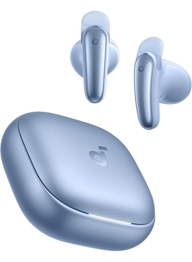 Liberty Buds by Anker, Semi-In-Ear Design, Removable Ear Fins, Real-Time Adaptive Noise Cancelling, Fast Charging, Wireless Bluetooth Earbuds,Translation Earbuds, 30H Playtime Blue