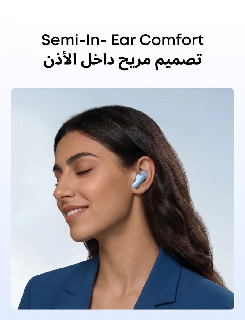 Soundcore Liberty Buds by Anker, Semi-In-Ear Design, Removable Ear Fins, Real-Time Adaptive Noise Cancelling, Fast Charging, Wireless Bluetooth Earbuds,Translation Earbuds, 30H Playtime Blue - Image 2