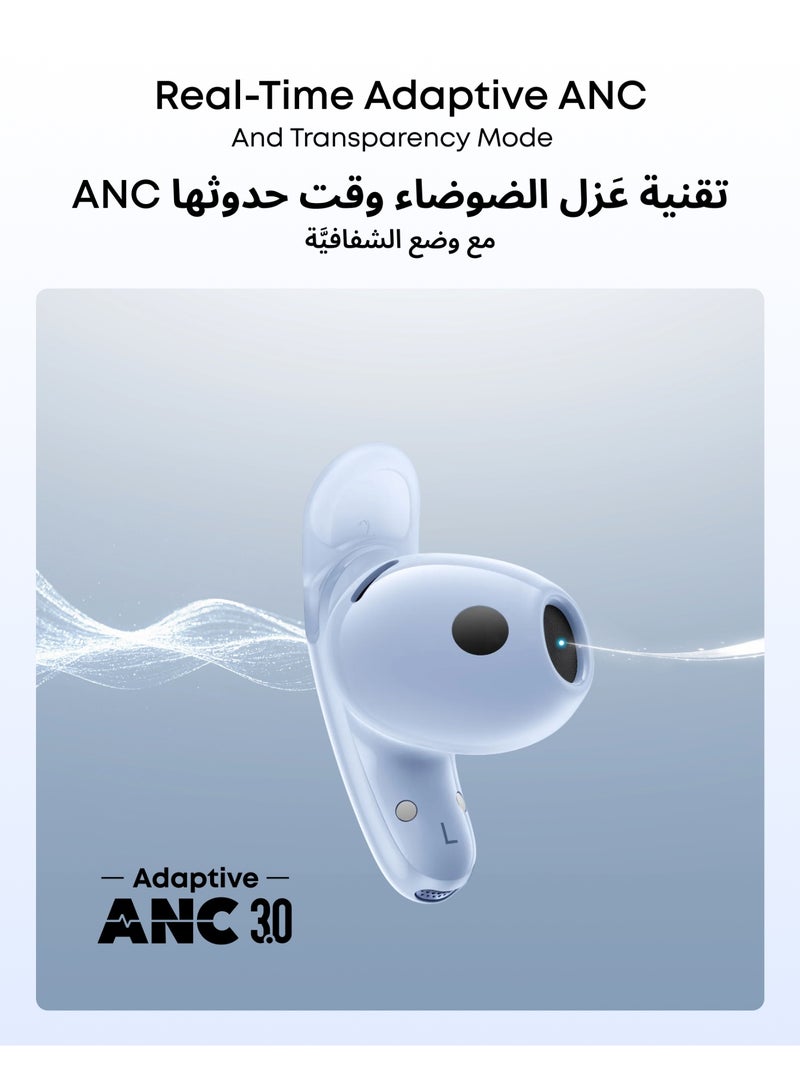 Soundcore Liberty Buds by Anker, Semi-In-Ear Design, Removable Ear Fins, Real-Time Adaptive Noise Cancelling, Fast Charging, Wireless Bluetooth Earbuds,Translation Earbuds, 30H Playtime Blue - Image 3