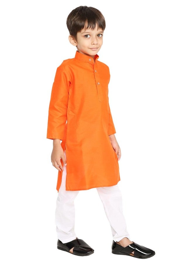 Maharaja Orange Cotton Blend Kurta Pyjama Set for Boys[MSKKP1126-11-12] - Image 2