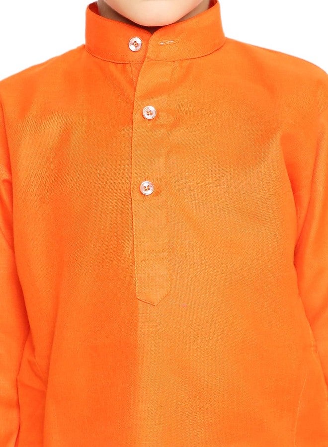 Maharaja Orange Cotton Blend Kurta Pyjama Set for Boys[MSKKP1126-11-12] - Image 5