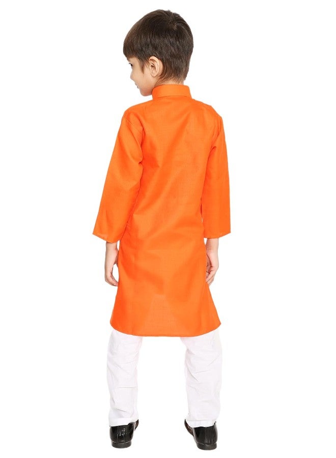 Maharaja Orange Cotton Blend Kurta Pyjama Set for Boys[MSKKP1126-11-12] - Image 4