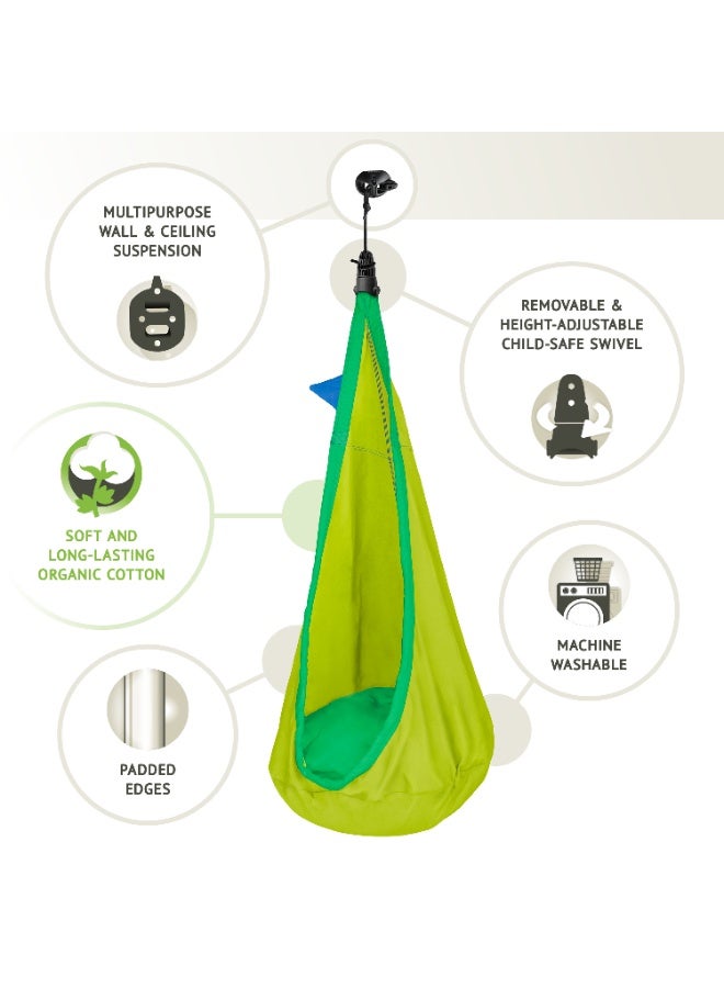 LA SIESTA Joki Indoor Kids Hanging Nest with Suspension Kit (Froggy) - Image 3
