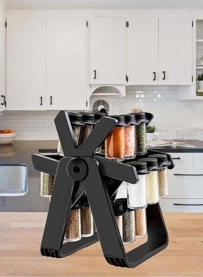 ELTRAZONE Rotating Spice Rack with 18 Empty Jars & Kitchen Labels – Space-Saving 360° Spinning Carousel Organizer for Countertops & Cabinets – Durable, Sleek Design for Modern Kitchen Storage – Easy Access & Neat Arrangement of Spices  - Image 2