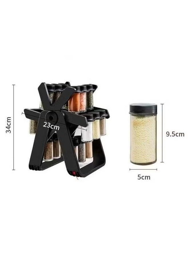 ELTRAZONE Rotating Spice Rack with 18 Empty Jars & Kitchen Labels – Space-Saving 360° Spinning Carousel Organizer for Countertops & Cabinets – Durable, Sleek Design for Modern Kitchen Storage – Easy Access & Neat Arrangement of Spices  - Image 3