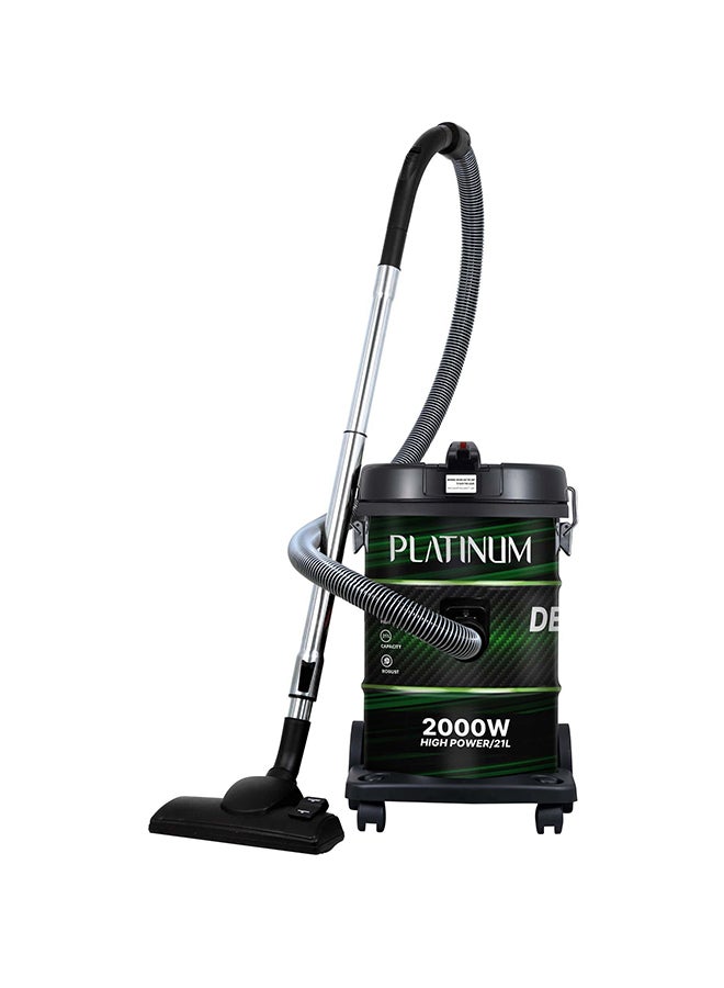 Platinum مكنسة كهربائية، 2000 واط، 21 لتر، أسود وأخضر - Image 1