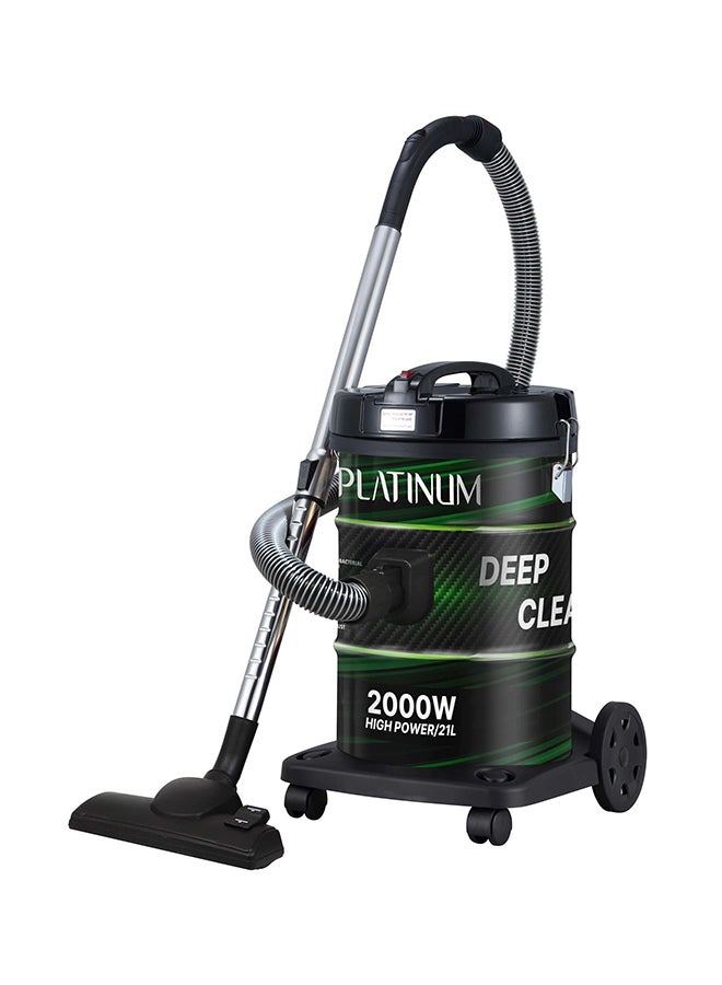 Platinum مكنسة كهربائية، 2000 واط، 21 لتر، أسود وأخضر - Image 2