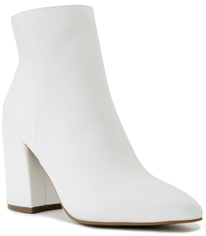 LONDON FOG Womens Evon Winter Ankle Bootie Block Heeled Ankle Boot white size 8 - Image 1