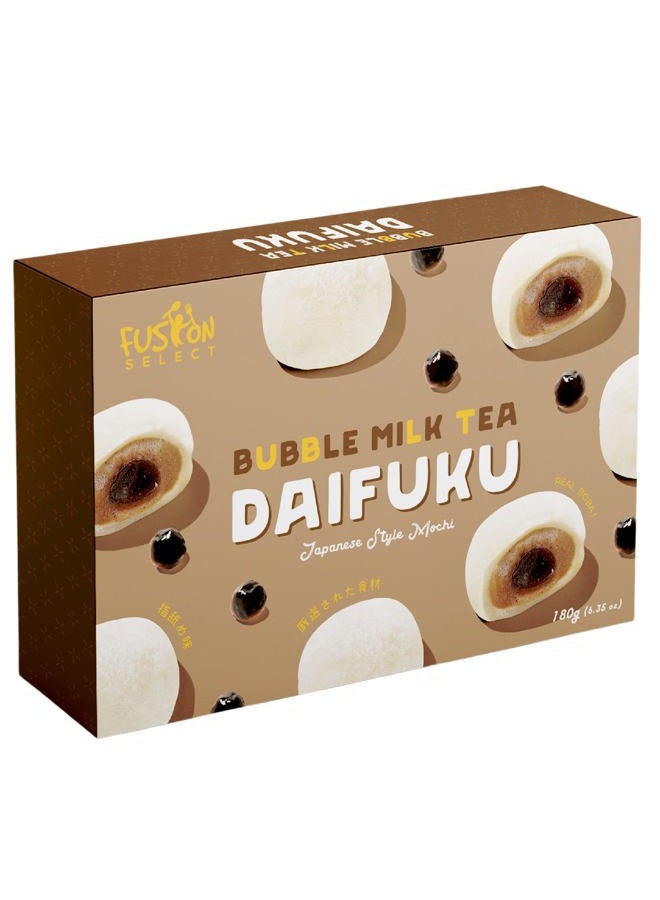 Fusion Select Mochi Daifuku Snacks - Traditional Japanese Rice Cakes with Filling - Flavored Asian Sweet Desserts for Family - Chewy and Soft Texture - 6 Pieces per Pack (Boba Milk Tea) - Image 1