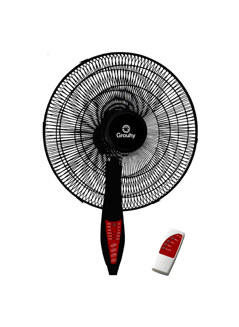 Grouhy Wall Fan With Remote Red * Black - UW-18026-R 