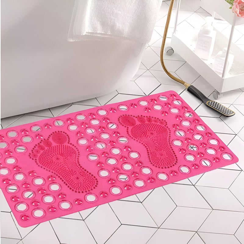 Anti-Slip Silicone Mat - Foot-Shaped Bath Mat with Strong Suction Base for Secure Placement on Ceramic Floors, Size 60x40cm, Enhances Safety and Comfort in Your Bathroom (3) - Image 2
