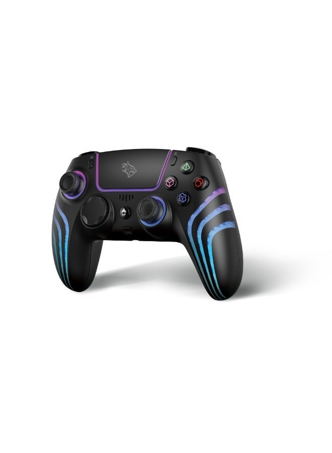 porodo Shadowx Wireless PS5 Controller with Touchpad, Vibration & Adjustable Brightness, 6-Axis Motion Sensor, Turbo Frequency, 3D Motion Control, Bluetooth 5.3, USB-C Charging, Built-in Speaker, Cross-Platform Compatibility for PS5, Windows, Mac, iOS, Android - Black - Image 1