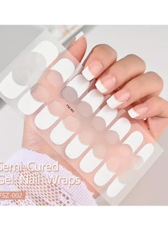 LANGMANNI 16tips UV Semi-Cured Gel Nail Wraps Stickers Strips French Long Lasting Full Cover LED Gel Semi Cured Nail Sliders for Nail Extension  - Image 2